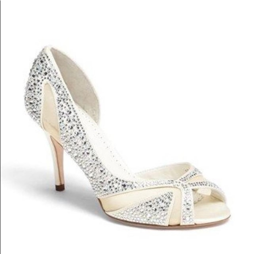 Benjamin Adams Catherine Silk & Swarovski Crystal Wedding Heels - NIB 8 / 38.5